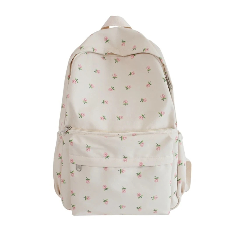 

Women's Backpack Nylon Travel Bookbag Purse Floral Print Medium School Bag