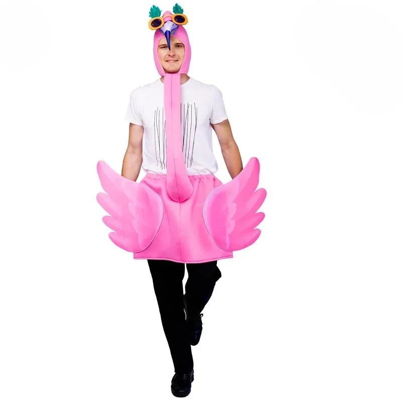 

Halloween Pink Flamingo Stage Performance Costume Carnival Funny Party Dress Adult Role Playing Dress Live Cosplay Costume