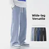 Trendy Men's Casual Wide Leg Straight Cut Jeans Elastic Waist Spring Autumn Faionable Brand Youth  Sle Loose Fit