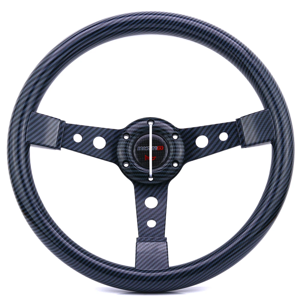 Ralliart-ブラックカーボンファイバールックスキッドスポーツステアリングホイール,14インチ/350mm - AliExpress