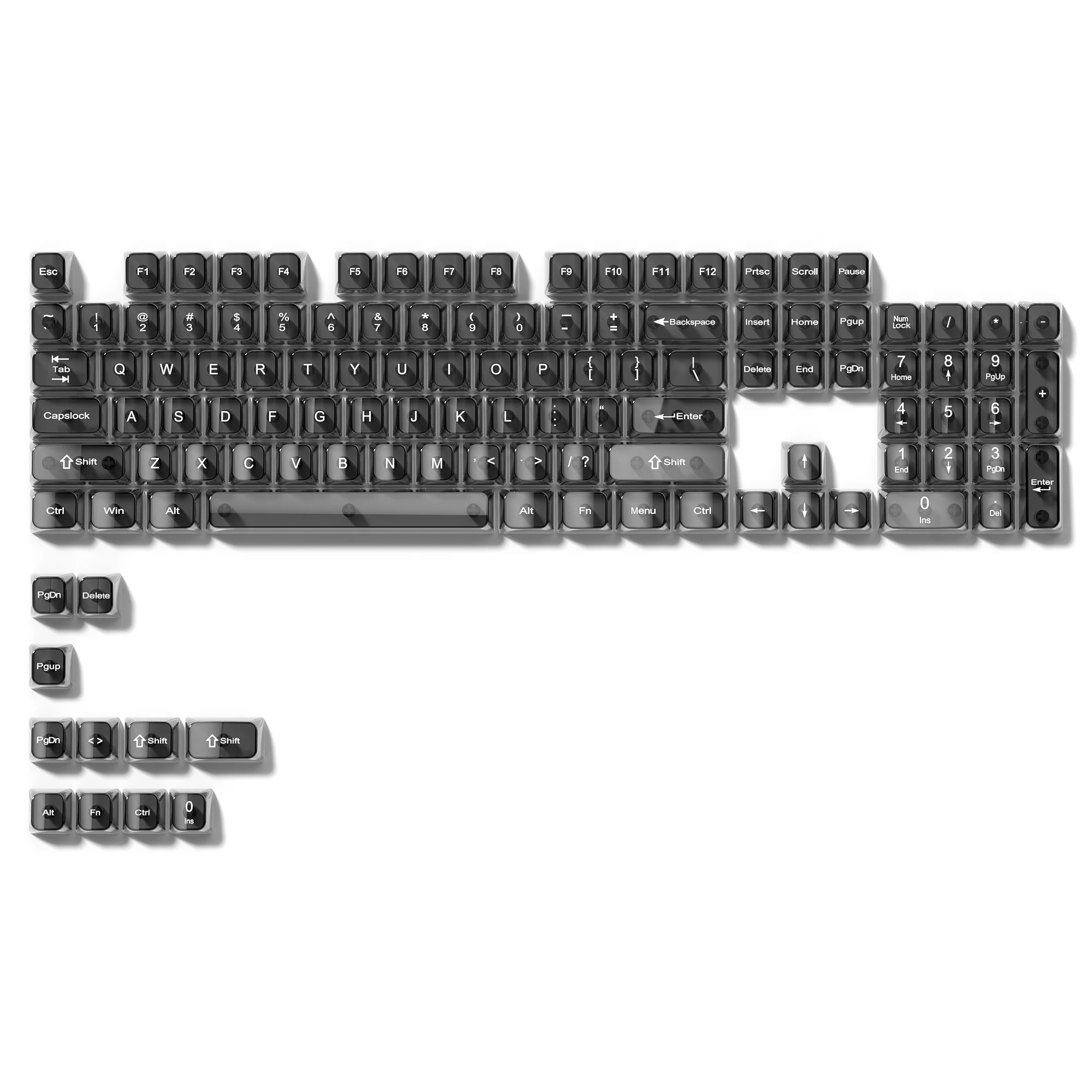 ASIMOU キーキャップ フルセット 透明 115 キー黒透明クリアキーキャップクリスタルセラミック PC キー