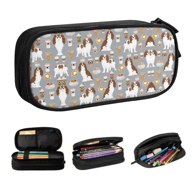 

Cavalier King Charles Spaniel Pencil Case for Girls Boys Large Storage Pet Portrait Dog Pen Box Bag School Supplies