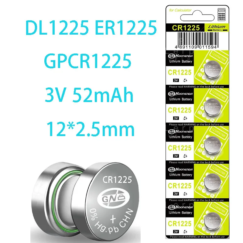 Литиевая батарея CR1225 3 в для калькуляторов, совместима с DL1225 BR1225 KL1225 L1225 ECR1225 KCR1225, 20 шт.