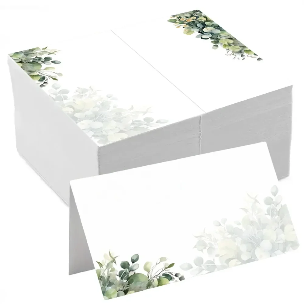 10/50/80pcs Wedding Seating Number Table Card Printed Plant Fresh Seat Name Place Cards Christmas Birthday Party Greeting Card
