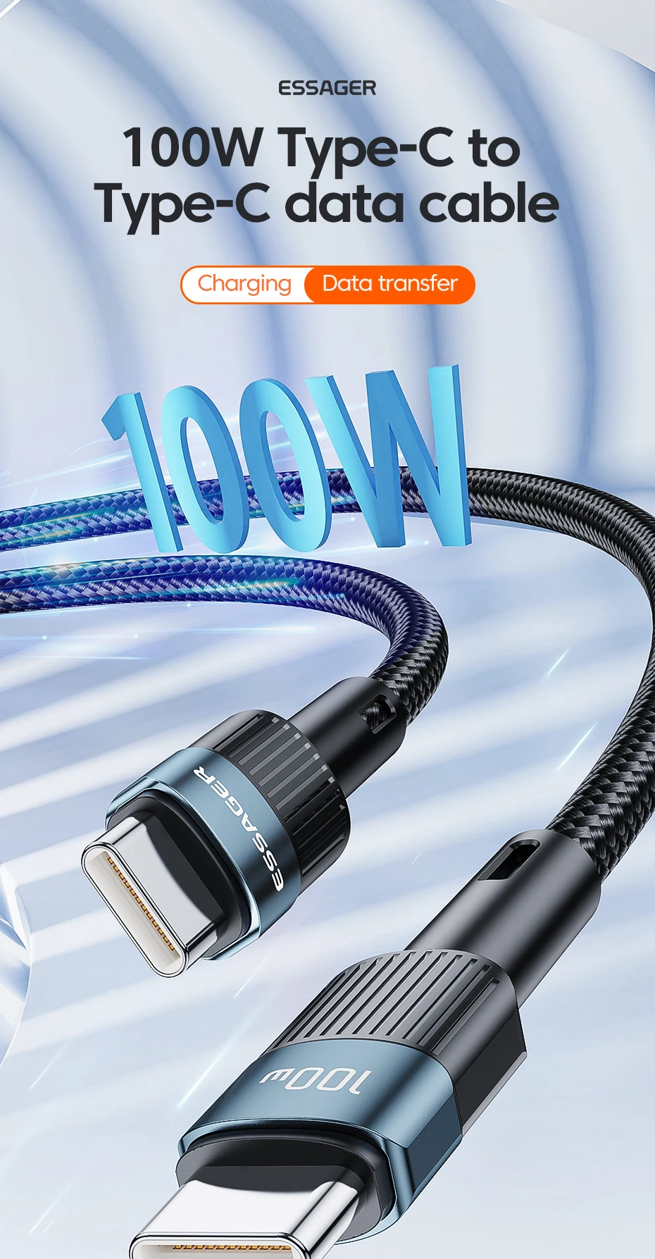 Essager 100W C To C Type C Cable USB C PD Fast Charging Charger Wire Cord For Macbook Samsung Xiaomi Type C USB C Cable