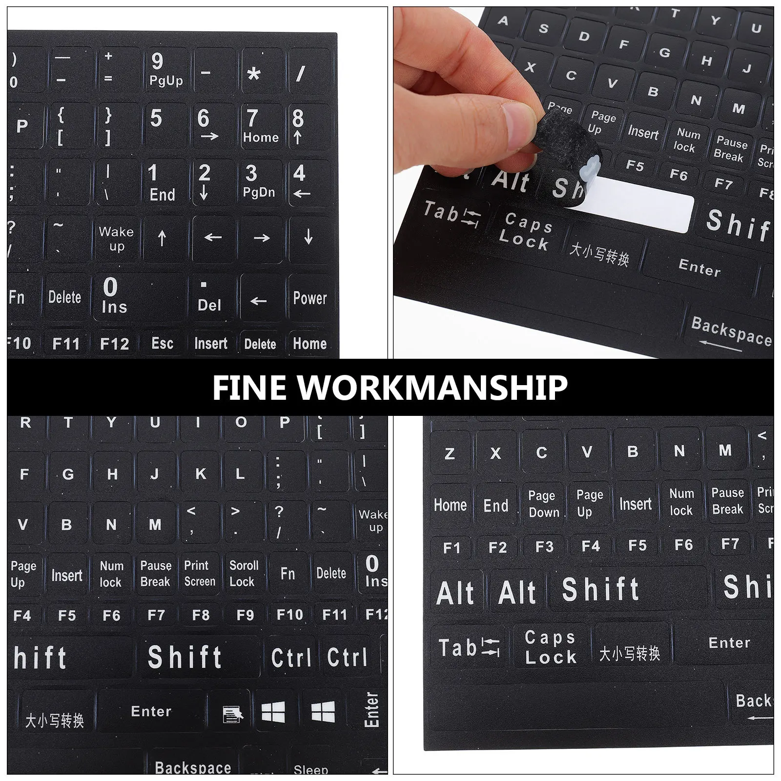 2 Sheets Computer Laptop Keyboard Stickers Clear Letters Wear-Resistant PVC Material Full Keys Design Easy to Apply Remove