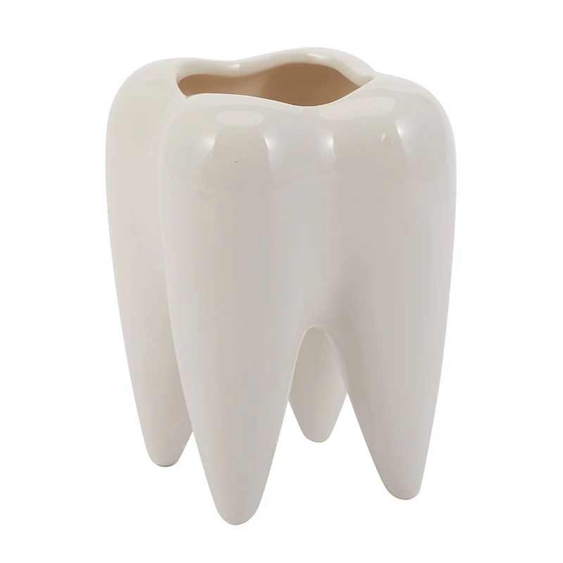 

Белый керамический цветочный горшок в форме зуба, современный дизайн, модель Зубцов, настольный мини-горшок, креативный подарок (без растений)