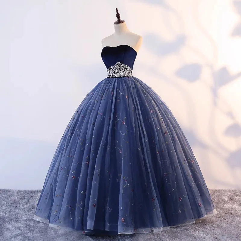 Bomaris Navy Blue Princess Quinceanera Dresses Lace Vestidos De 15 Anos Sparkly Beading Ball Gown Birthday Party Customized