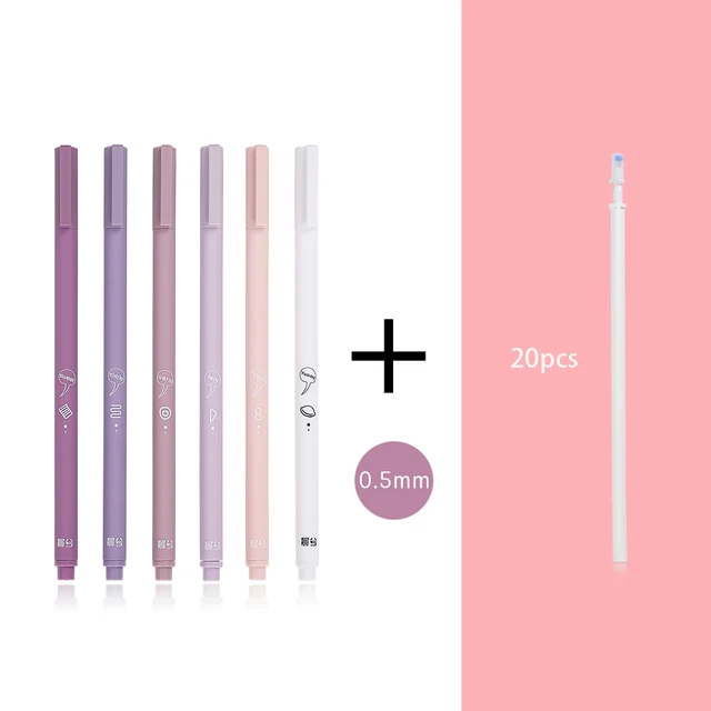 JIANWU 6pcs/set Creative cute morandi Simple small fresh gel pen kawaii Quick drying Cap neutral pen journal supplies Stationery 1set and 20 Refill
