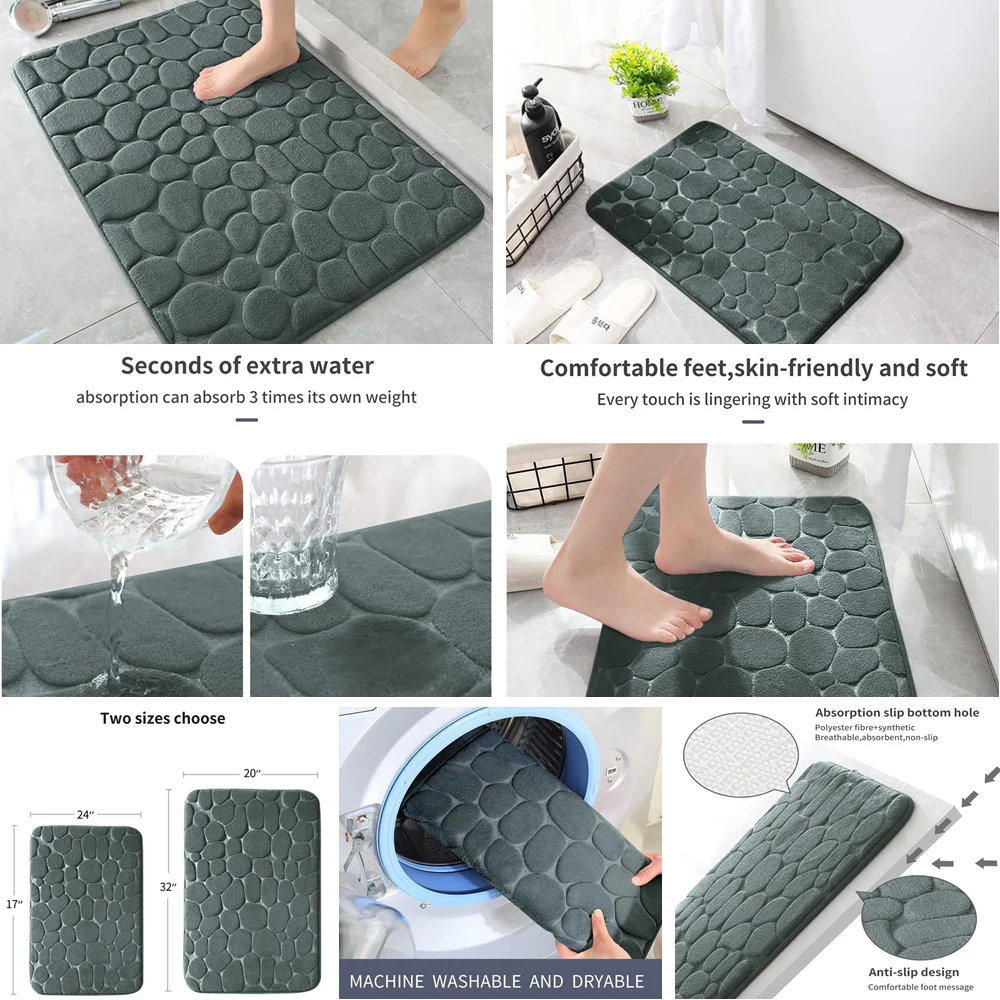 Yeahmart Memory Foam Bath Mat Large Size 40X60cm Soft Comfortable Water  Absorption Non-Slip Thick Bathroom Floor Rug Foot Mat - AliExpress