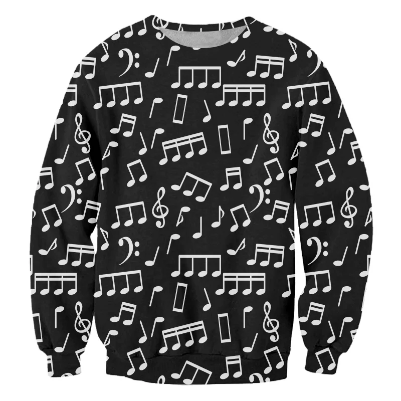 

LCFA Black And White Notes 3D Print Men Winter Sweaters Pullover O-Neck Fashion Casual Harajuku Clothes Long Sleeve Sweatshirt