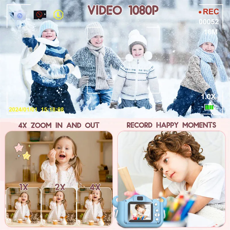 Childrens Camera 20MP Dual Lens HD 1080P Kids Digital Camera Toys Birthday Gift digital camera