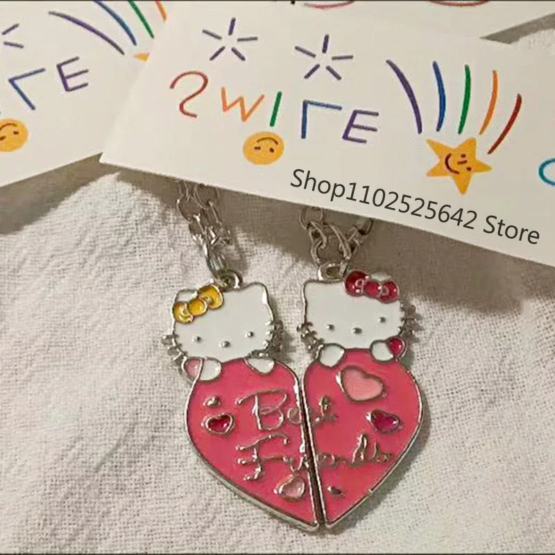 

Y2K HelloKittys ожерелье мультфильм Сращивание любовь ожерелье Kawaii пара аксессуаров для лучших друзей подарок на день рождения