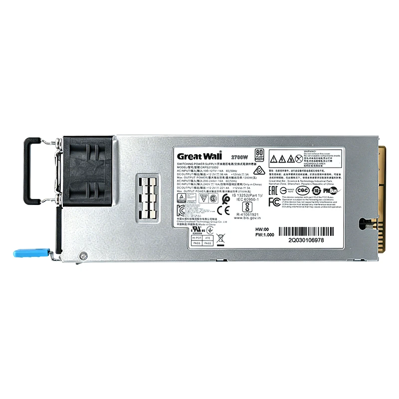CRPS2700D2 Great Wal 2700W 핫스왑 전원 공급 장치 모듈 80Plus Platinum 2U 랙 서버 PSU(스토리지 방화벽 데이터 센터용)