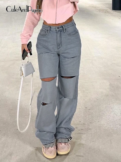 Streetwear Loose High Waist Baggy Jeans Hot Aesthetic Vintage Wide Leg  Denim Pants Joggers Fashion Cargo Trouser Cuteandpsycho