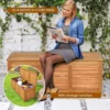 47 Gallon Acacia Wood Deck Box, Garden Backyard Storage Bench, Outdoor Storage Container for Patio Furniture Cushions a 6