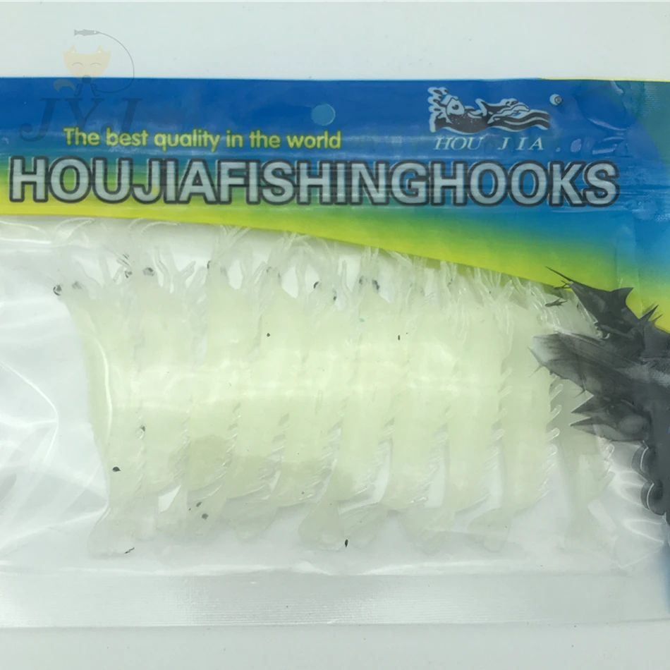 10 개/몫 8cm 2g 소프트 낚시 미끼 새우 미끼 낚시 미끼 소프트 새우 미끼 빛나는 글로우 새우 미끼