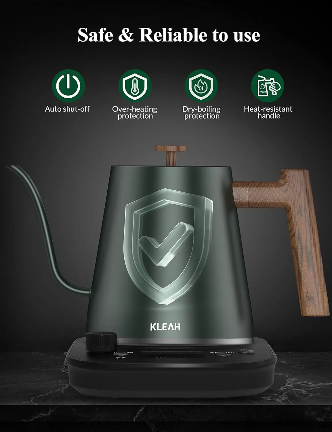 Gooseneck Electric Kettle 0.8L with Temperature Control & Keep Warm 5