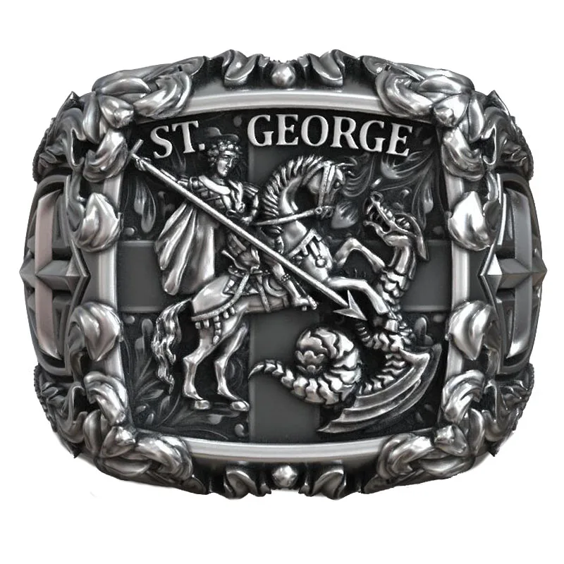 17g Saint George the Victorious Knight Cross Christian Signet For Mens Customized 925 Solid Sterling Silver Many Sizes Rings Sz