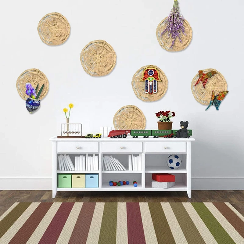 Bamboo Paper Plate Holder - 10 Inch Round Woven Plate Holder, Reusable Paper Plate Holders For Picnic Party 4