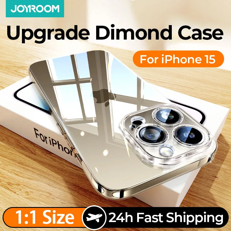Joyroom-estojo Transparente de Cristal para Iphone Capa Anti-amarelo Lente Completa pc e Tpu Apto para Iphone 15 14 Pro Max 13 Pro Max
