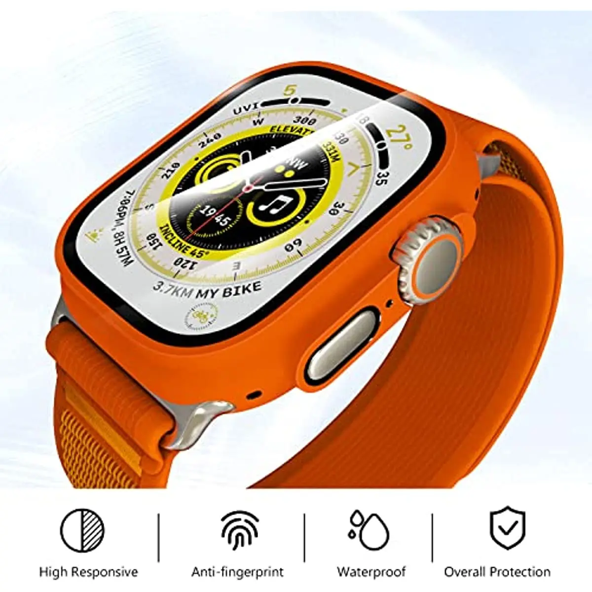 Premium Shock Protection Bumper Case with Glass Screen Protector for Apple Watch Ultra 2 - 49mm