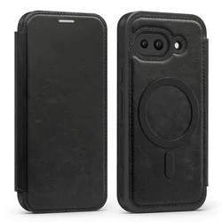 Magsafe Magnetic 360° Full Protection Leather Wallet Phone Case with Card Slot and Flip Bracket - Pixle 8 Pro (Black)