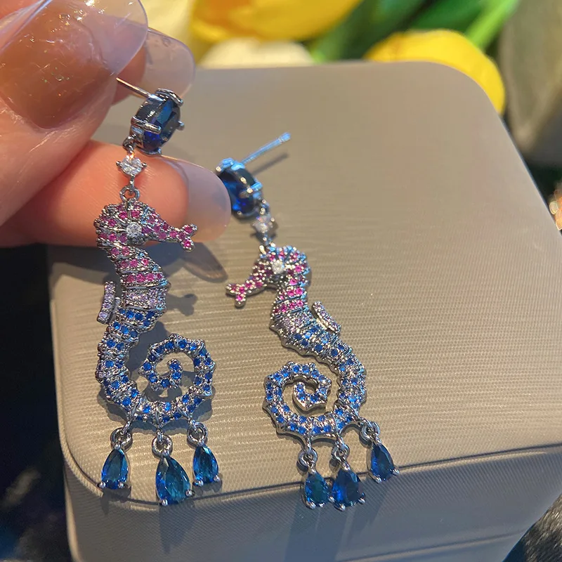 Bilincolor Underwater World Animal Seahorse Pearl Micro-set Zircon