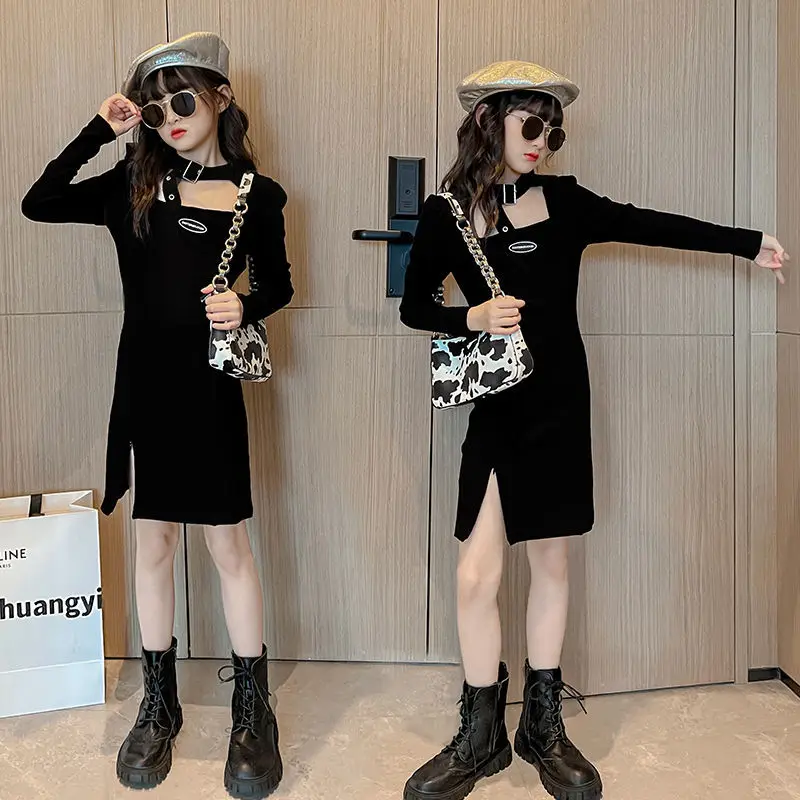 2023 Coreano New Teenage Girl Dresses Dress Girls Summer Kids Dresses Clothes Girl 6 8 10 12 14 Kids Girls Clothes Fashion Dress