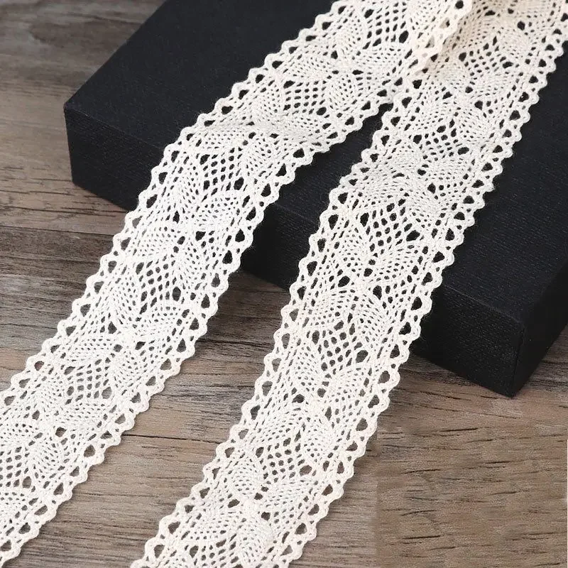 IDONGCAI Wide Beige Cotton Lace Trim – 4.8 Inch X 5 Yards, Natural Color Sewing Lace For DIY & Home Decor - View #2