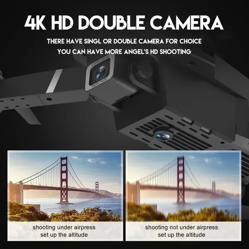 Vue aérienne capturée par le drone pliable 4K avec caméra WiFi FPV, montrant un paysage net et coloré