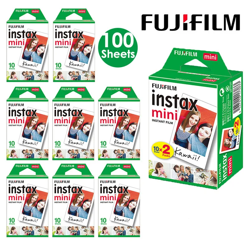 Fujifilm Instax Mini Film White Edge 10 -100 Sheets of Film Photo Paper For FUJI Instant Photo Camera Mini 12 11 Mini 9 8 7s 70