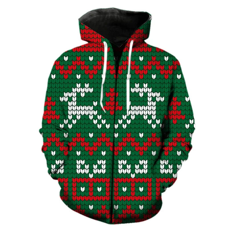 

Christmas Style Men's Zipper Hoodie Neutral Hip Hop Spring Harajuku Funny Long Sleeve Cool Sweatshirt 2023 Fashion