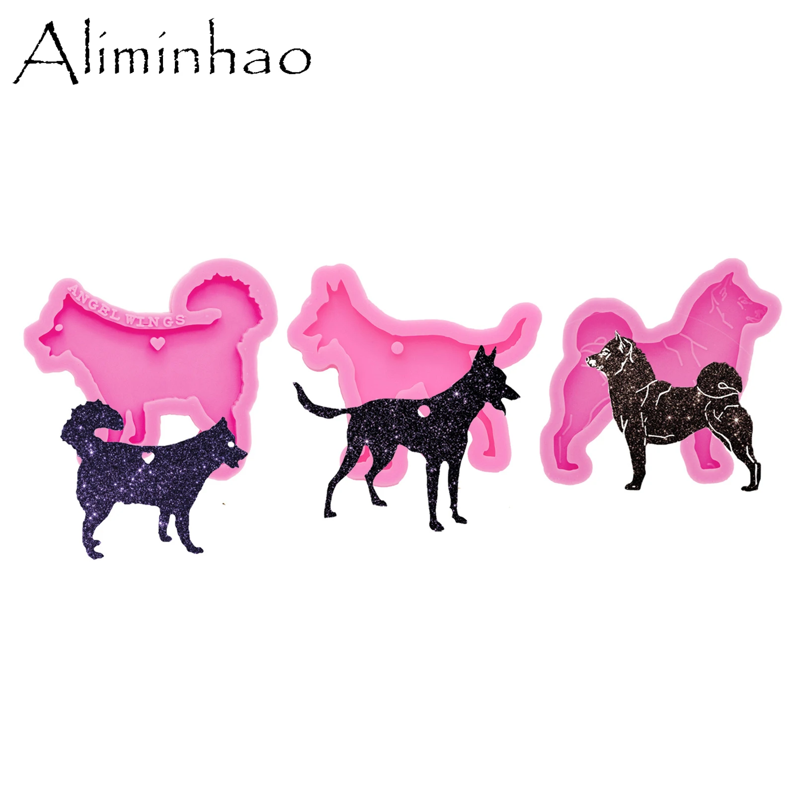 Dy0875 glänzende Akita Hund Rottweiler Silikon Schlüssel anhänger Formen, Epoxidharz DIY Handwerk Schmuck Polymer Clay Form