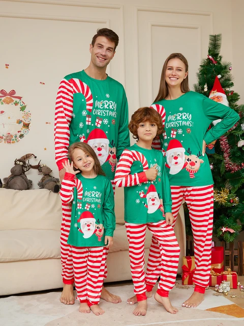 Christmas Family Matching Pajamas Set Mother Father Kids Merry Christmas  Pajamas