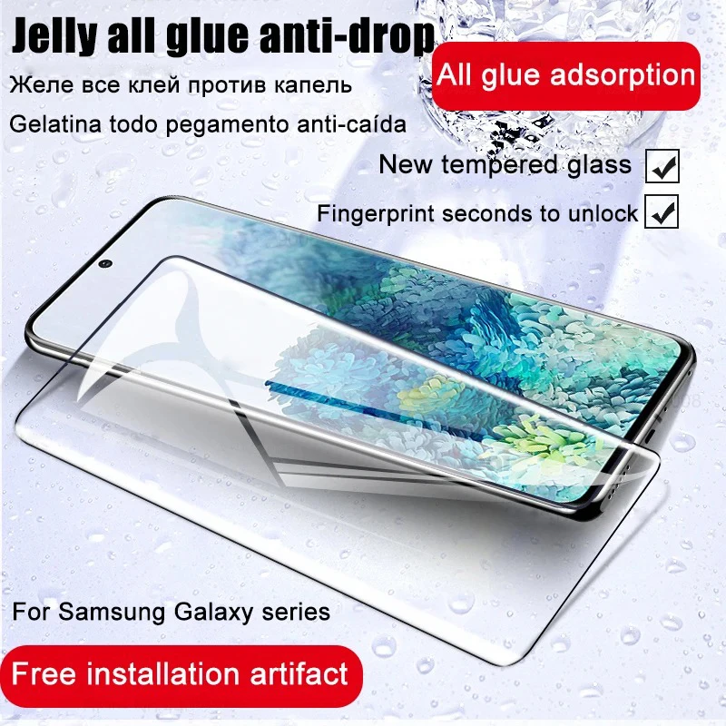Fingerprint Unlock Full Glue Tempered Glass For Samsung