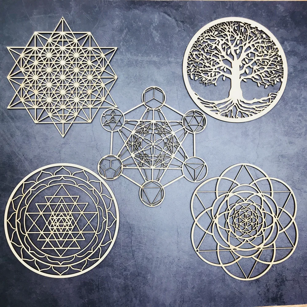 

woodiness Flower of Life 9.5cm Ornaments Geometric Lines Ornament Home Deco