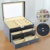PU Leather Sunglasses Display Box Glass Window Jewelry Organizer for Glasses Rings Necklaces 1