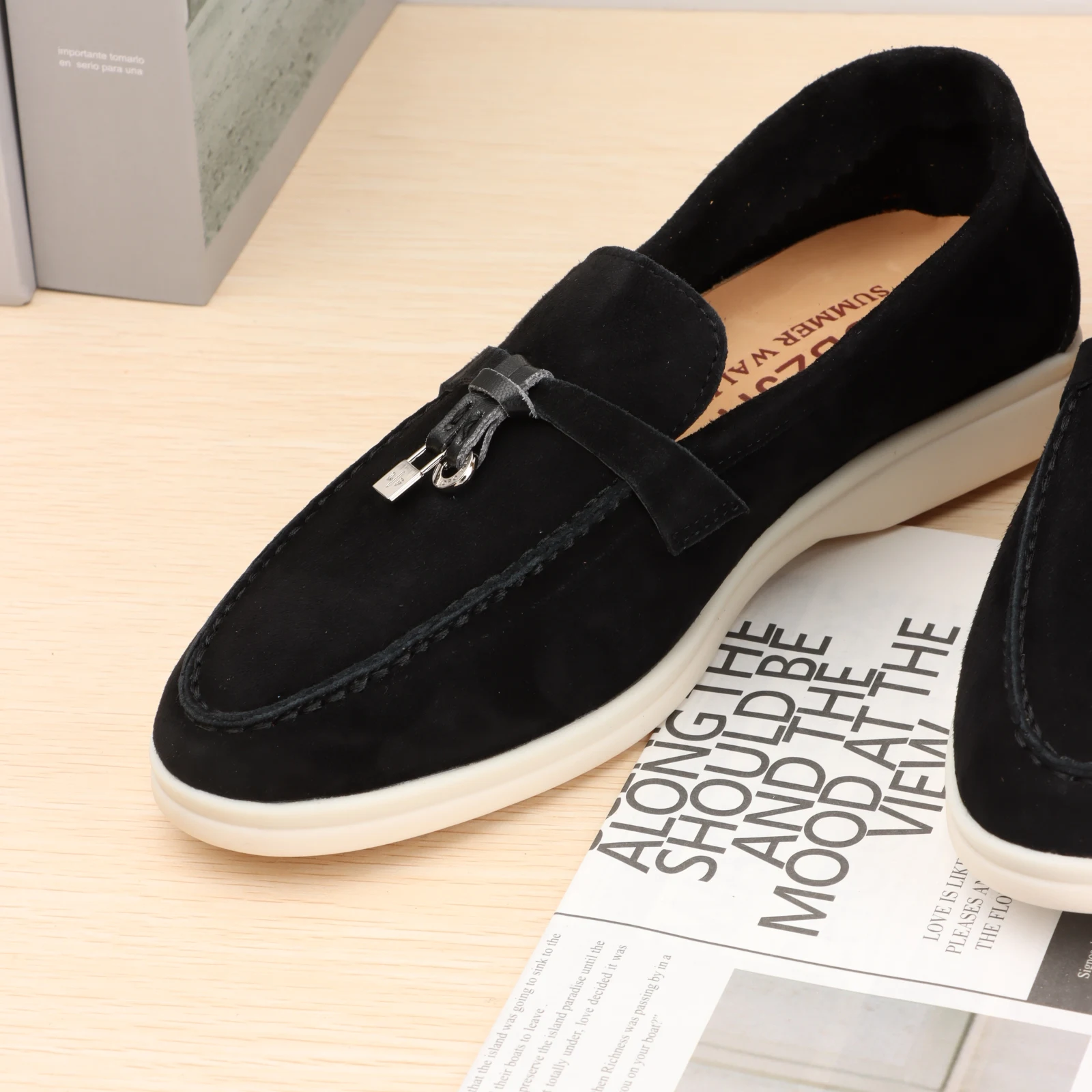 Top Quality Suede Leather Women loafers 2023 Summer Women's Flat Moccasins Causal Comfortable Mules Slip on Men Lazy Loafers 2