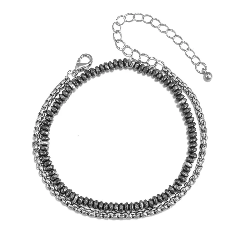 Mode kubanische Kette Armband für Männer unfading Edelstahl Punk Armband verstellbare unregelmäßige Heilung Hämatit Strang Braslet – Detail 6