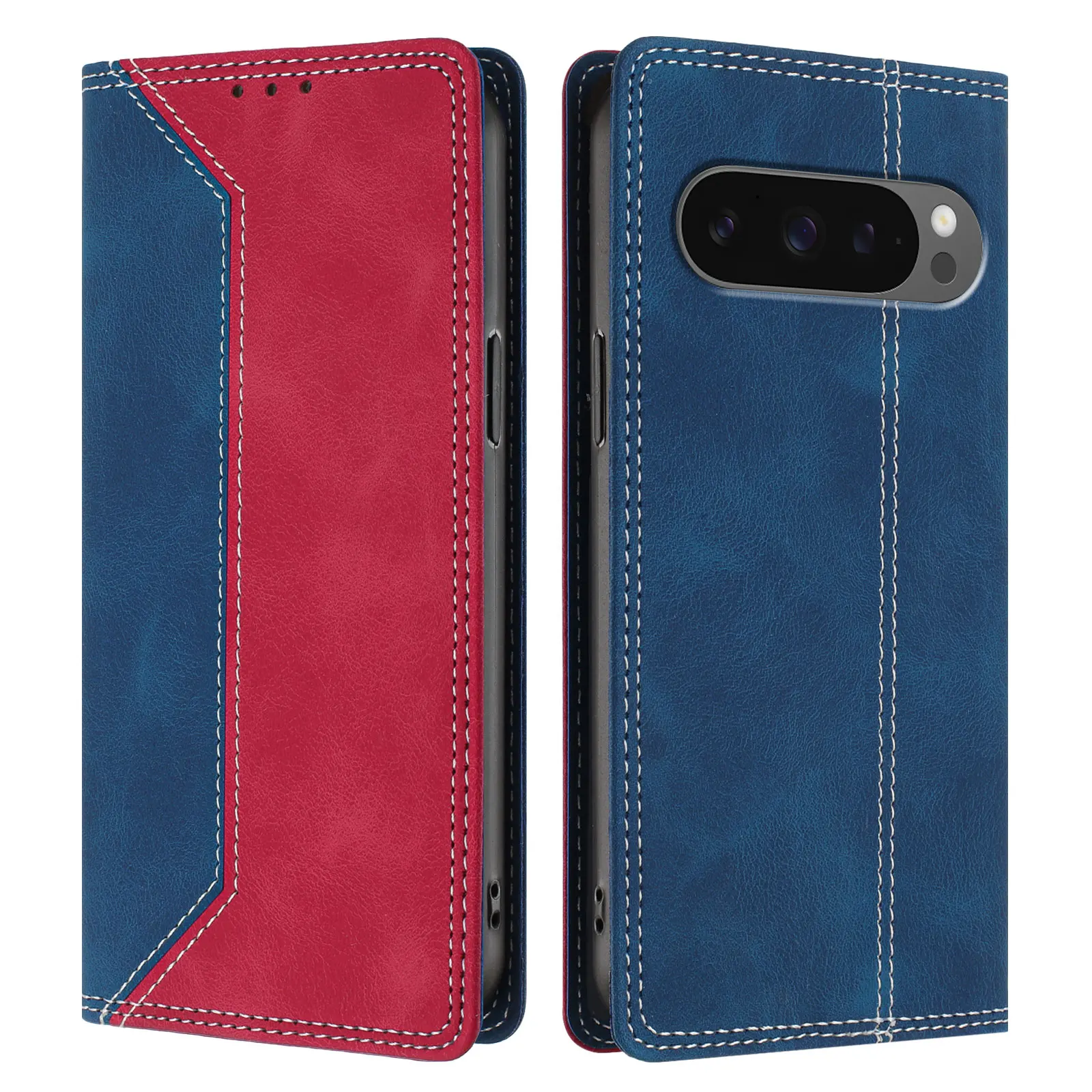 Magnetic Leather Wallet Case with RFID Blocking & Shockproof Protection