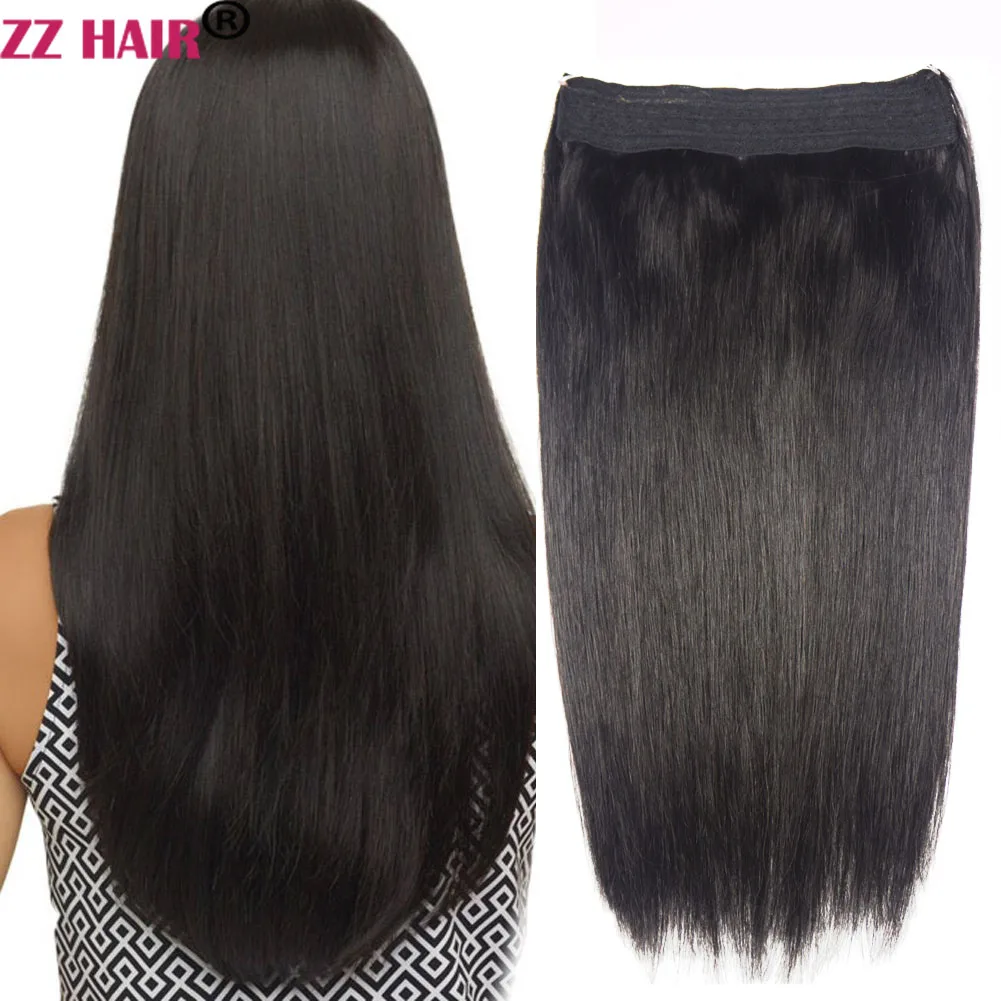 ZZHAIR Brazilian Human Remy Hair Extensions 16"-26" Fish Line 200g 220g One Piece No Clips 1pcs Set Natural Straight