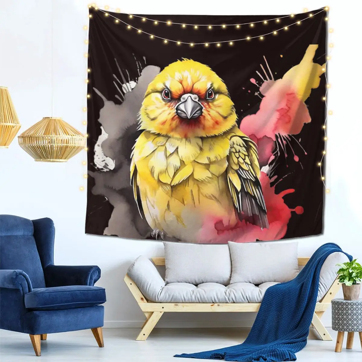 

Powerful Colorful Canary Face Wall Decor Tapestry Modern Decorative Birthday Gift Soft Fabric Delicate