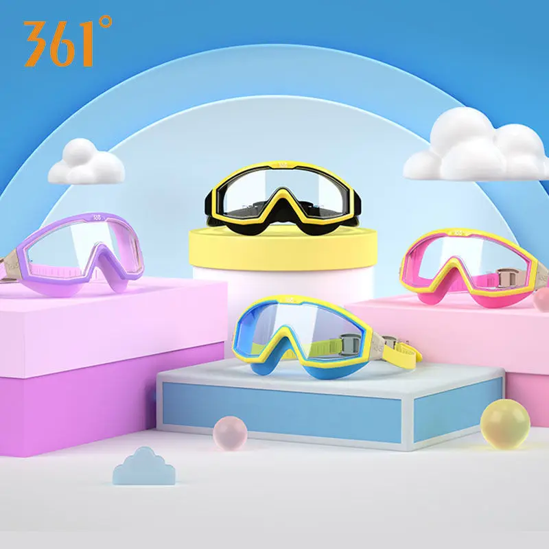 Children HD Anti-Fog UV Protection Swim Goggles Water Sport Diving Glasses For Kids Big View Adjustable Silicone Surfing Eyewear swimming glasses wide angle full field view big frame swim diving swimming goggles for unisex