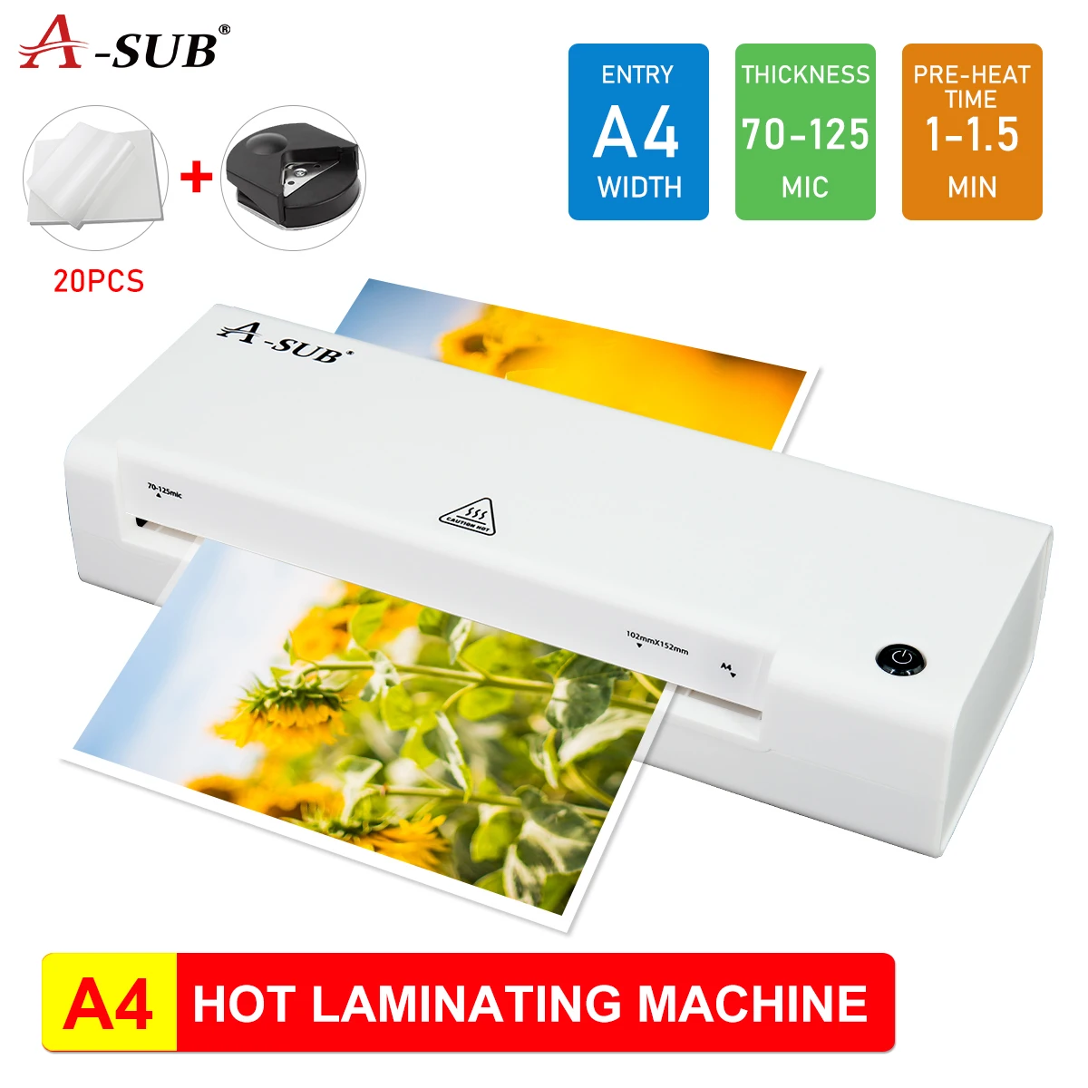 ReadyStockASUBWhiteLaminatorA4HotLaminatingMachineHomeOffice
