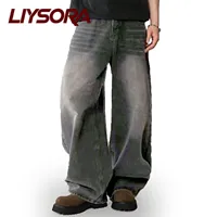 Quatre saisons américain rétro noir Baggy jambe large jean coréen étudiant décontracté droit ample Denim pantalon gris bleu jean unisexe 2