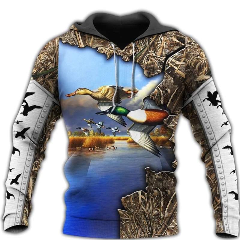 thumbnail image 1 of Sudadera con capucha unisex con estampado 3D de caza de patos, hermosa sudadera para hombre, chándal informal, sudadera, sudaderas y2k, ropa para hombre, 1 of 4