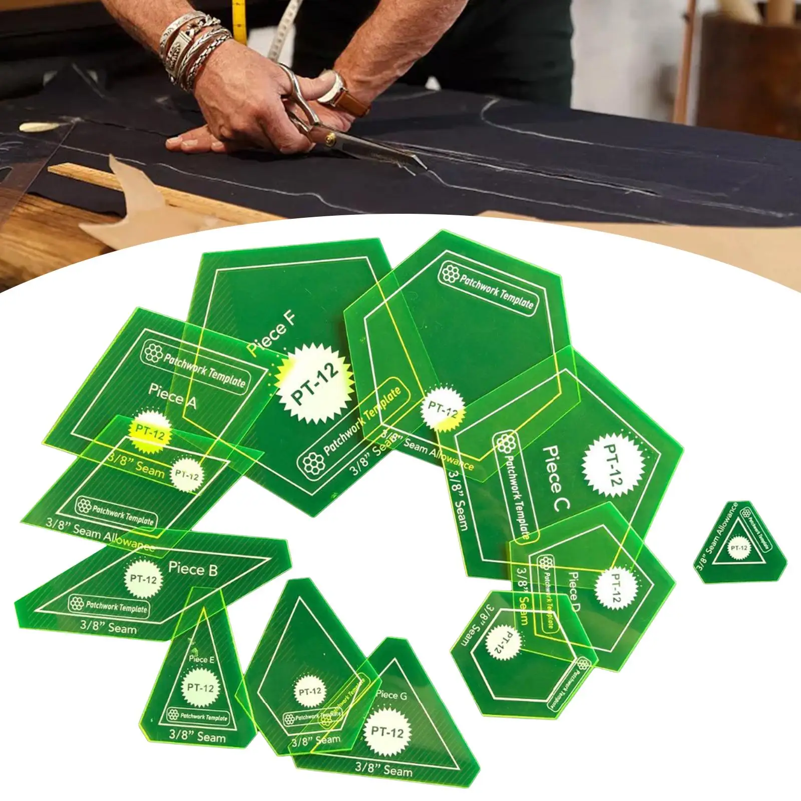 12PiecesAcrylicQuiltingTemplatesPaperPiecingQuiltTemplateSet
