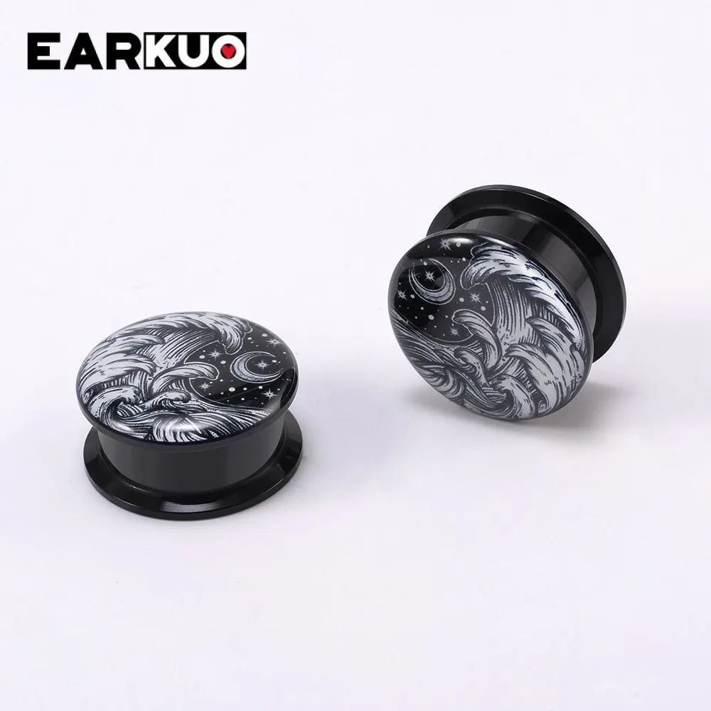 EARKUO Acrylic Sheep Head Dinosaur Pentagram Moon Ear Tunnels Plugs Piercing Body Jewelry 2PCS piercing jewelry,body piercing earrings,ear piercing jewelry,body piercing jewelry,body jewelry