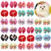 100PCS Dog Bows Volumes Ribbon Pet hair bows Dog Lace Bowknot Rubber bands Cute Dog Hair accessories Porcelain Gift For Dogs 1